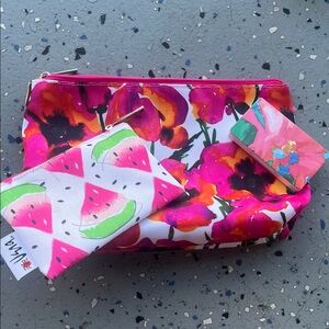 Clinique Watermelon and Floral Print Pouch set